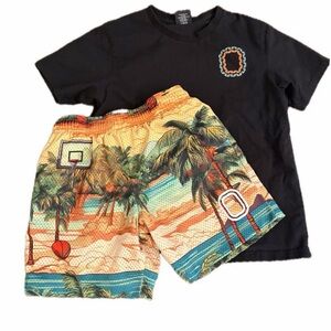 Overtime youth large basketball paradise shorts & shirt bundle